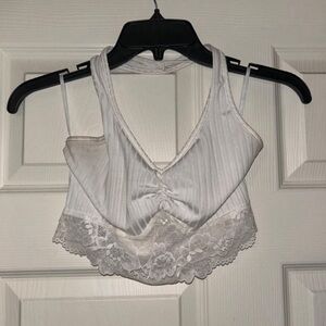 White crop top halter neck - size small